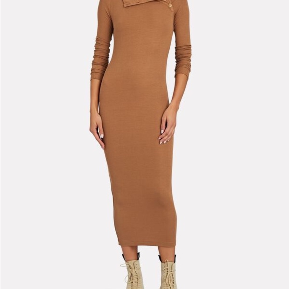 Speckled with tonal buttons along the shoulder, Alix NYC Lisbon Dress
